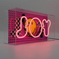 Joy Pink: The Original Smiley Acrylic Box Glass Neon