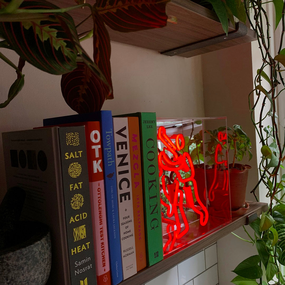 'Bookcase Man' Neon Box Sign