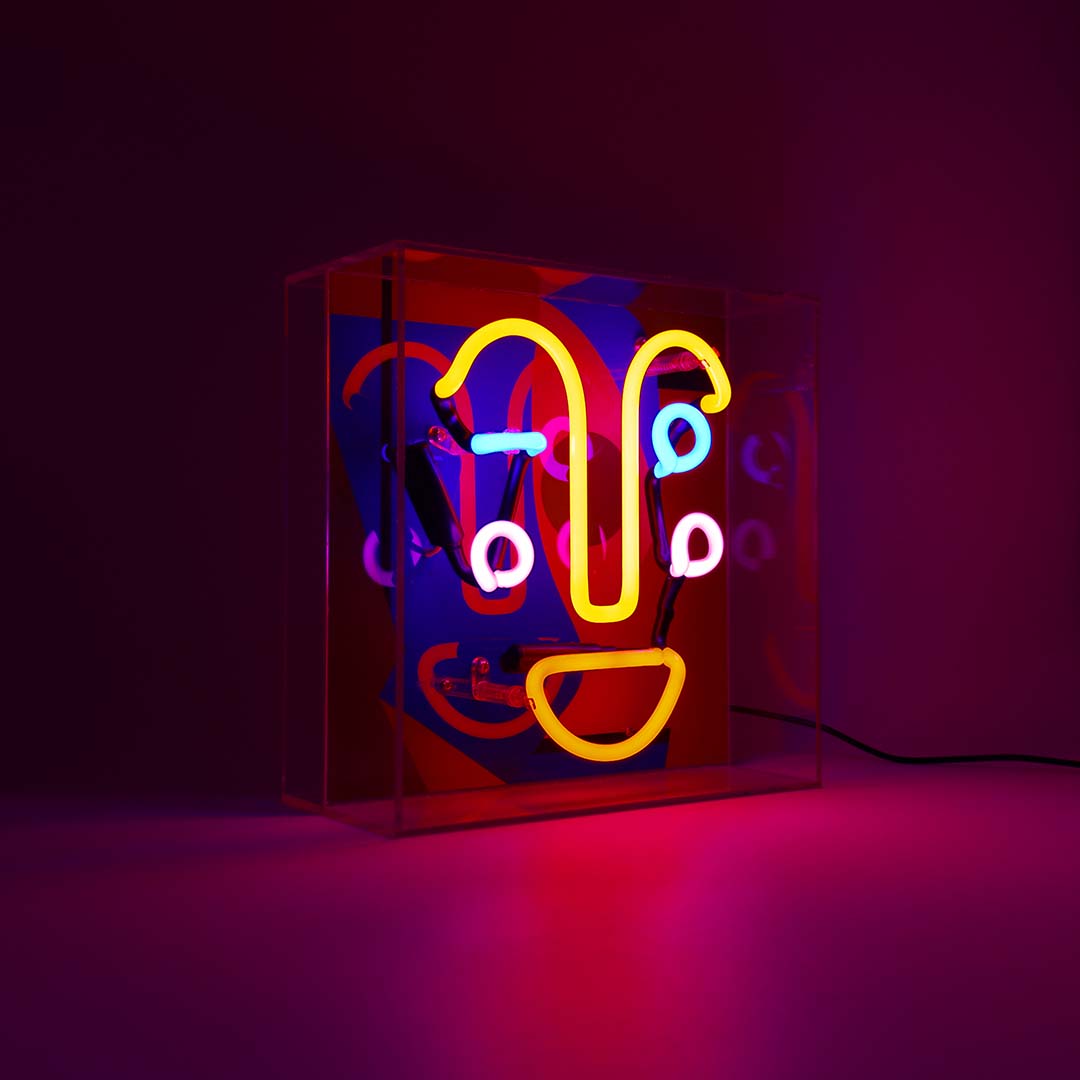 'Memphis Face' Neon Box Sign