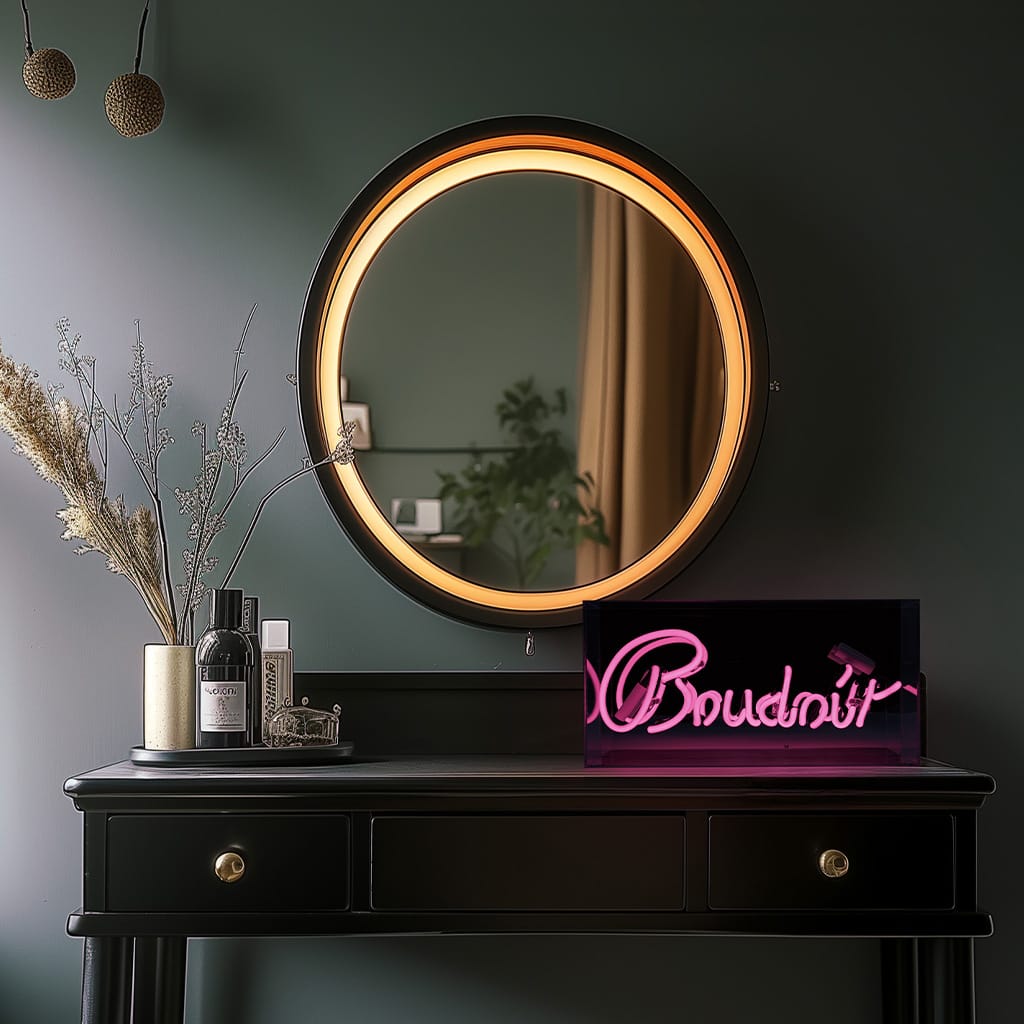 Insegna al neon in vetro 'Boudoir