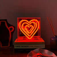'Hjerte' mini neonskilt i glas