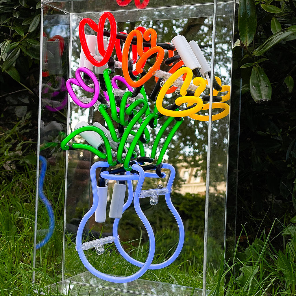 'Vase of Tulips' Glass Neon Sign