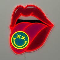 Pop Kiss Blue: S.W.Smiley LED Neon Wall Sign