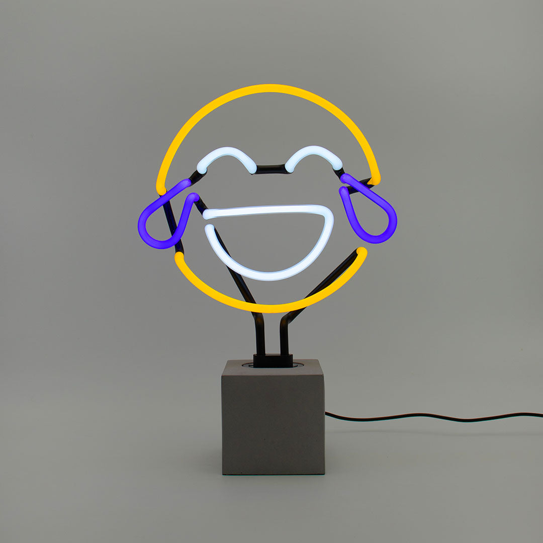 Neon 'Laugh Emoji' Sign