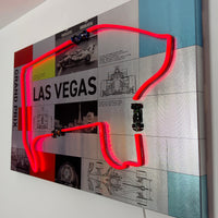Race Track Las Vegas: LED Neon Silver Canvas