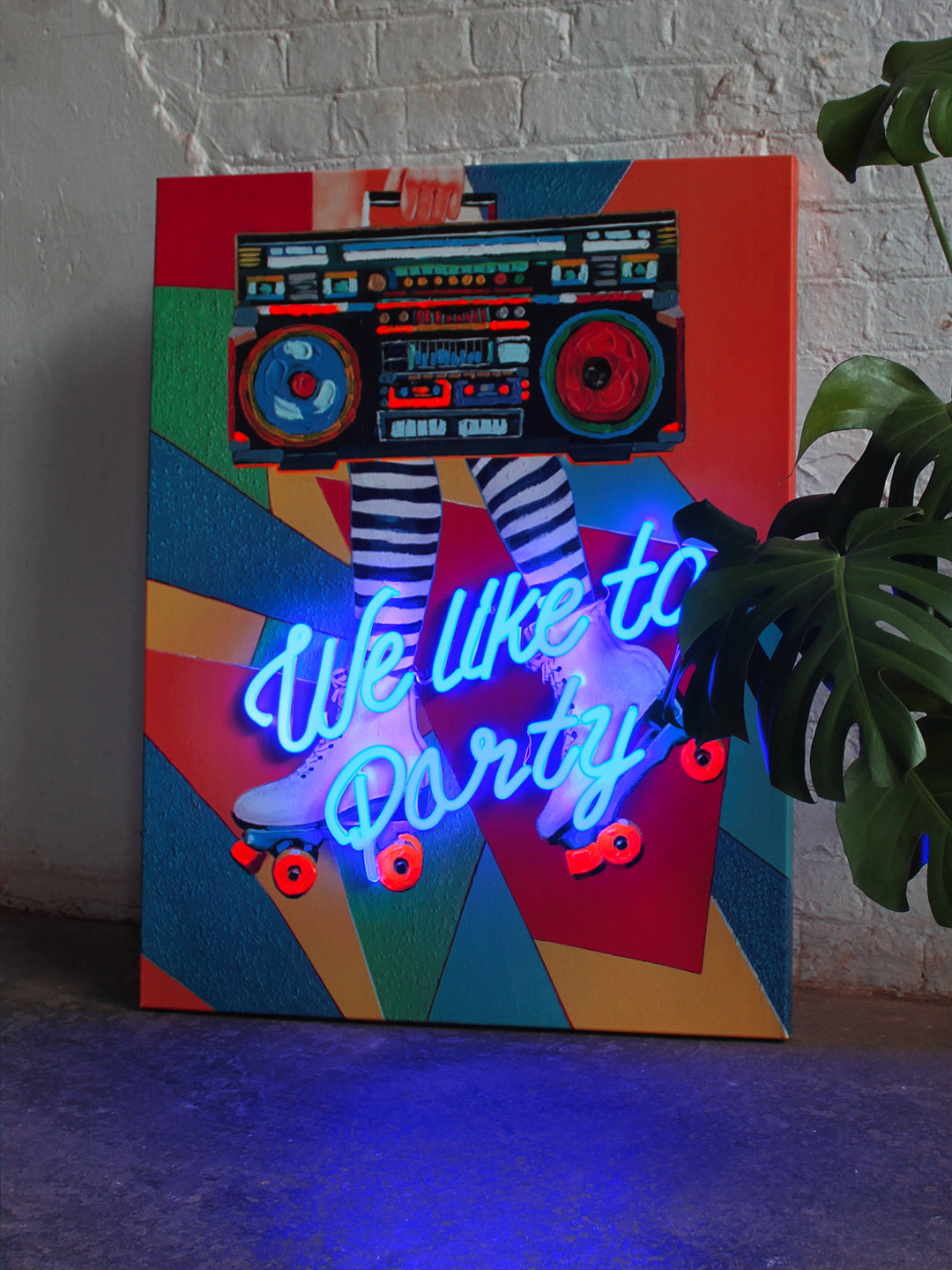'We Like to Party' Wall Artwork with LED Neon - STANDARD