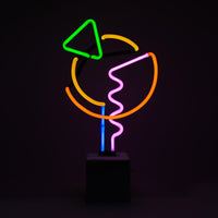 'Art with Green Triangle' Neon Concrete Base