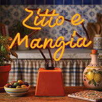 Zitto e mangia: Ceramic Base Glass Neon
