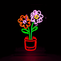 'Flowers In Pot' Large Neon Box Sign
