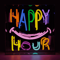 'Happy Hour' Neon Box Sign