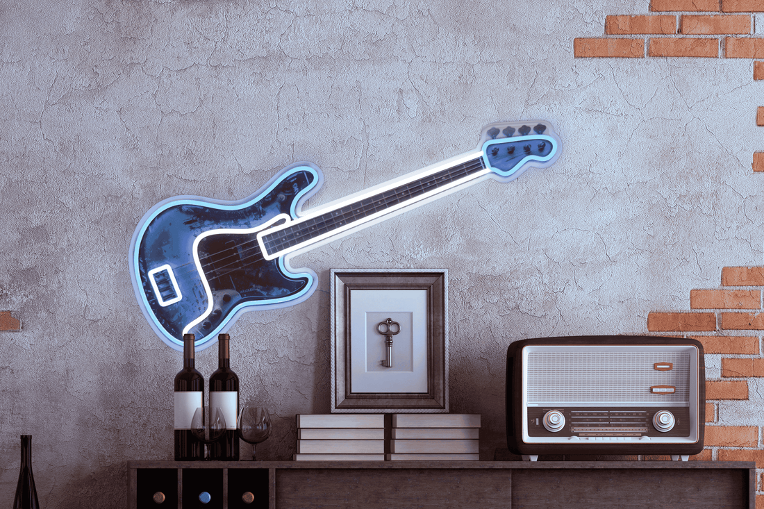 'Bass Guitar' Neon LED Sign - Wall Mounted