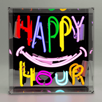 'Happy Hour' Neon Box Sign