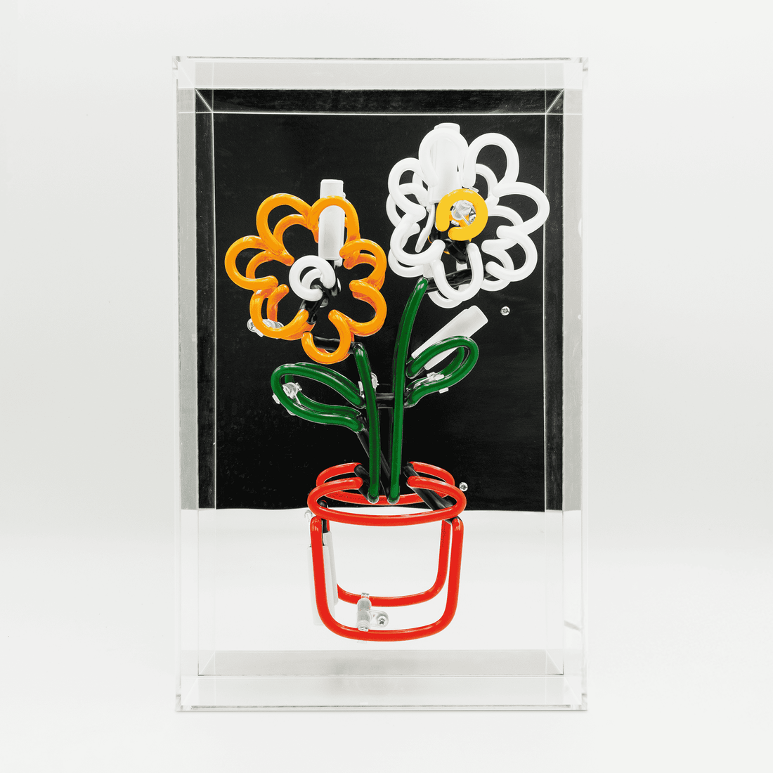 'Flowers In Pot' Large Neon Box Sign