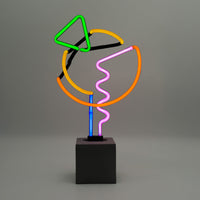 'Art with Green Triangle' Neon Concrete Base