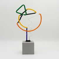 'Art with Green Triangle' Neon Concrete Base