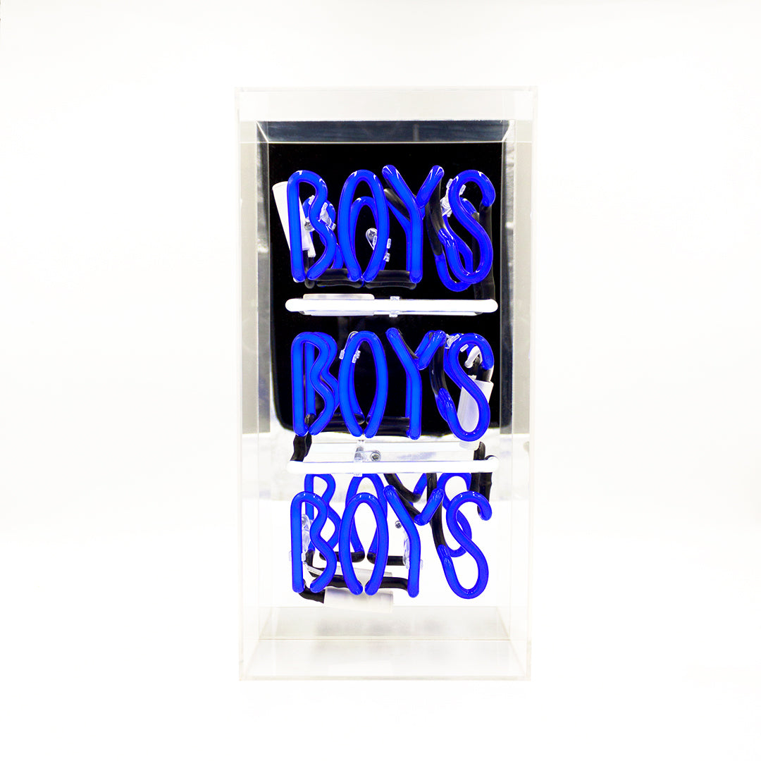 Enseigne néon en verre 'Boys Boys Boys'.
