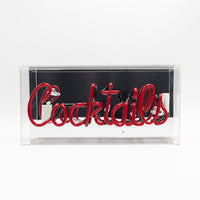 'Cocktails' Glass Neon Sign - Red