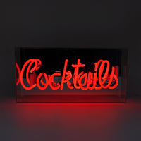 'Cocktails' Glass Neon Sign - Red