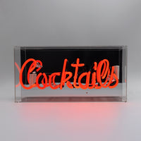 'Cocktails' Glass Neon Sign - Red