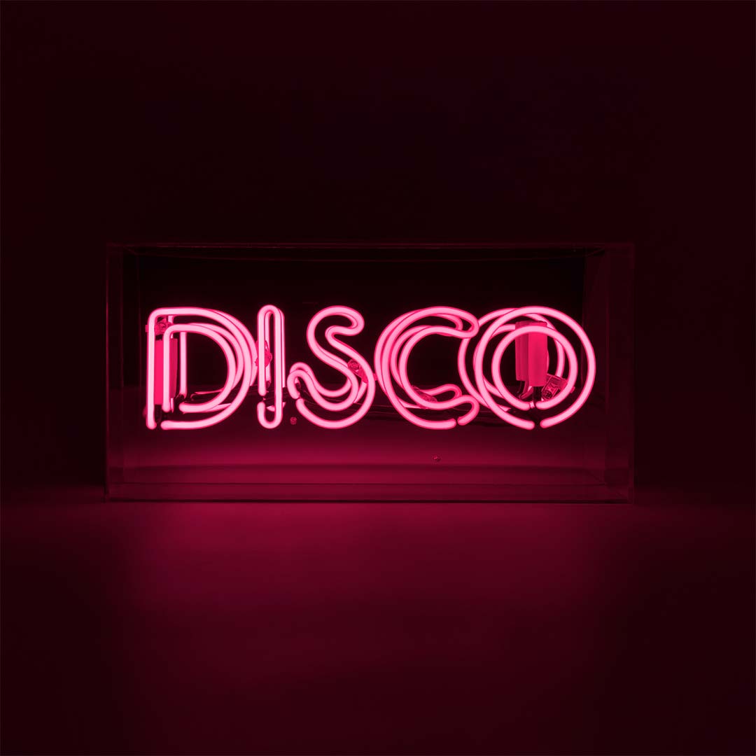 Enseigne néon en verre "Disco" - rose