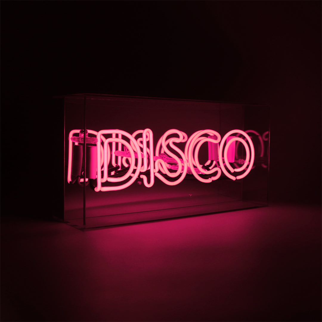 Enseigne néon en verre "Disco" - rose