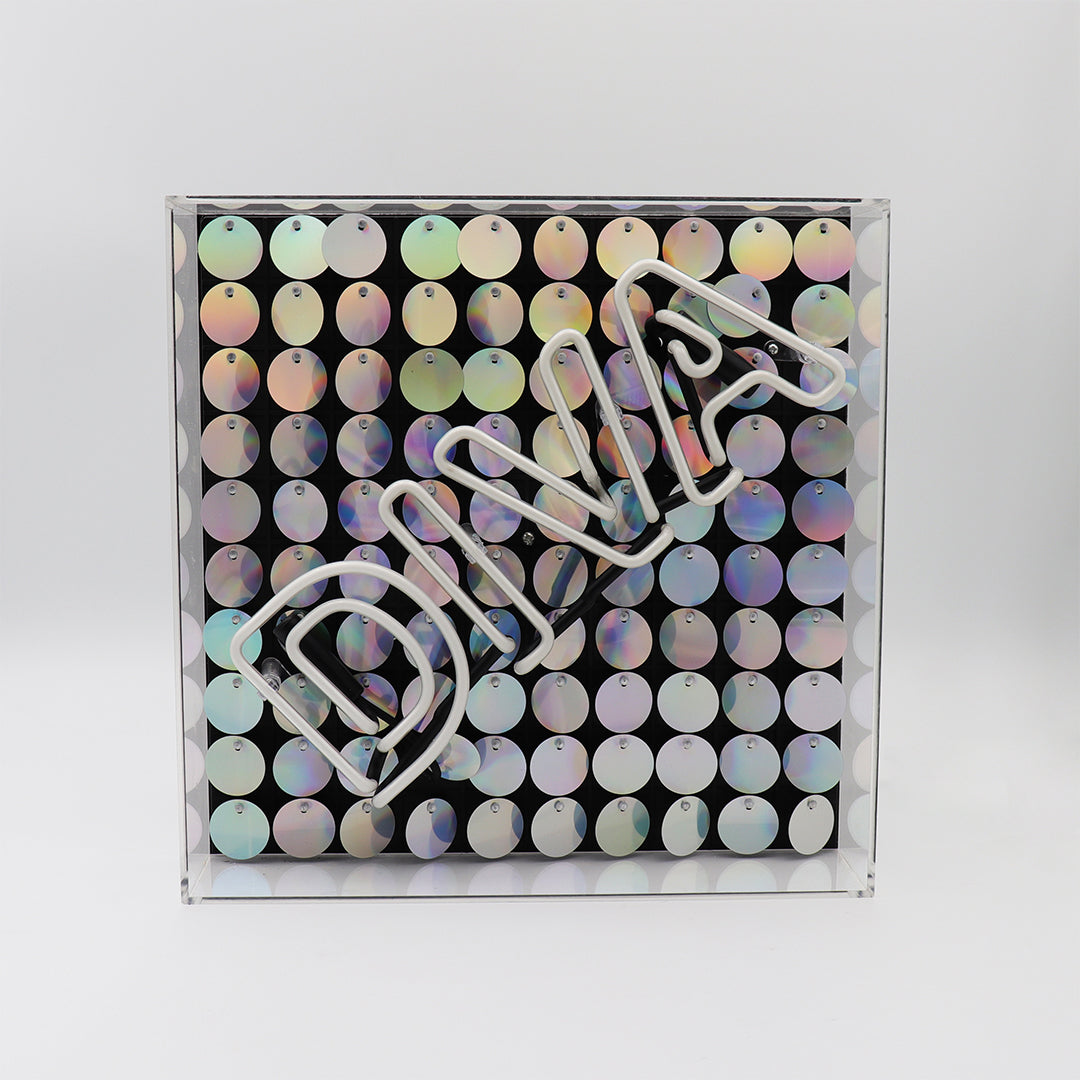 Diva" Acrylbox Neonlicht mit Pailletten