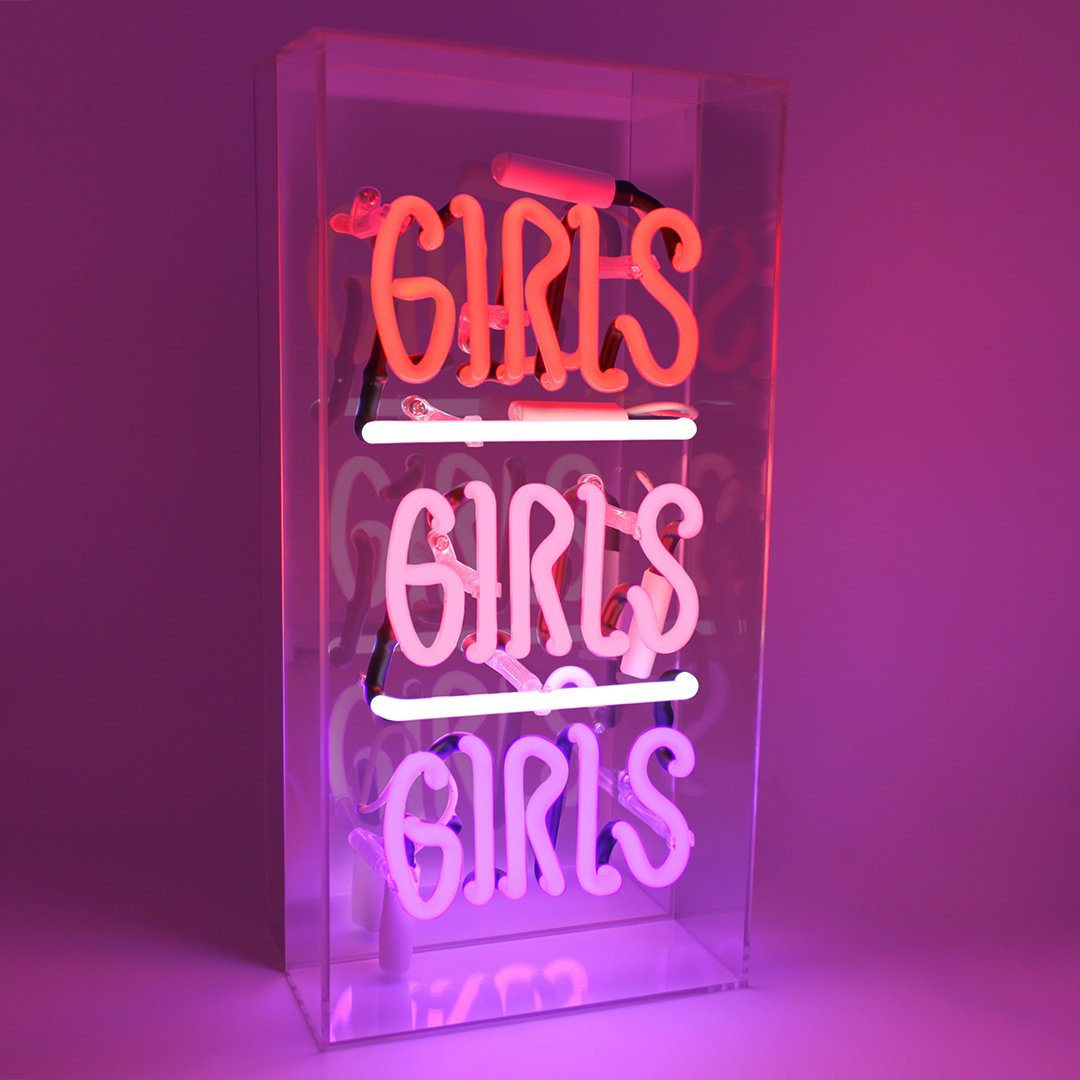 'Girls Girls Girls' Acrylic Box Neon Light - Locomocean
