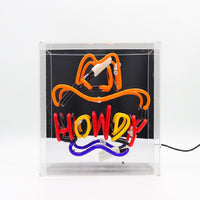 Howdy" Glas-Neonschild