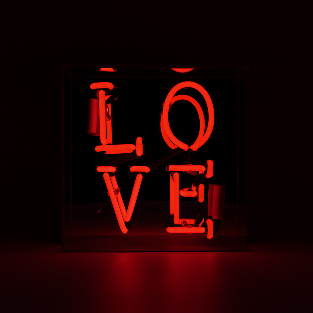 'Love' Glass Neon Sign - Red