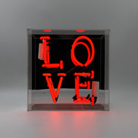 'Love' Glass Neon Sign - Red