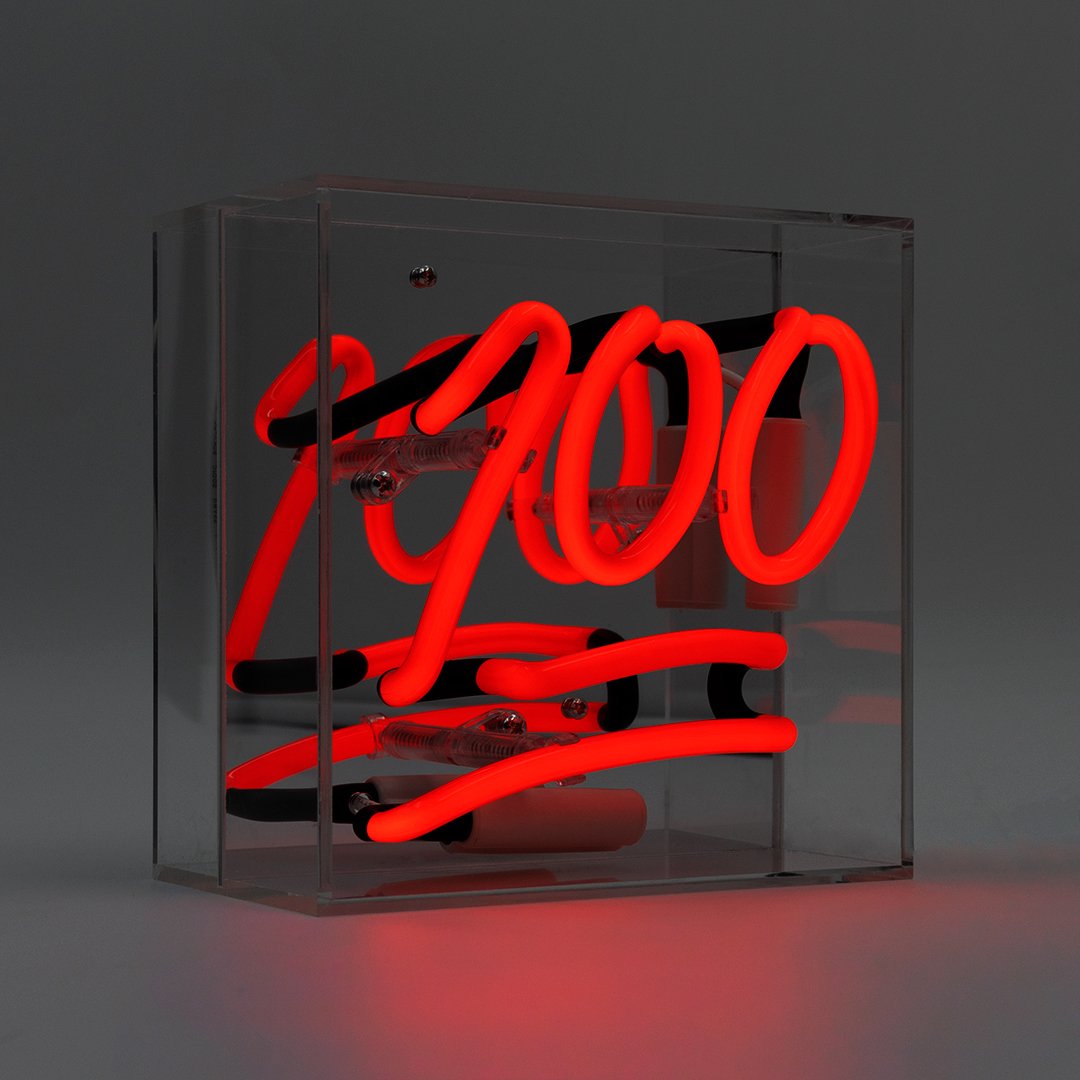 '100' Mini insegna al neon in vetro