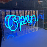 Offenes" Glas-Neonschild