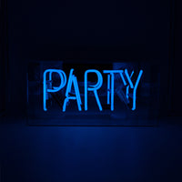 Party"-Glas-Neonschild - Blau