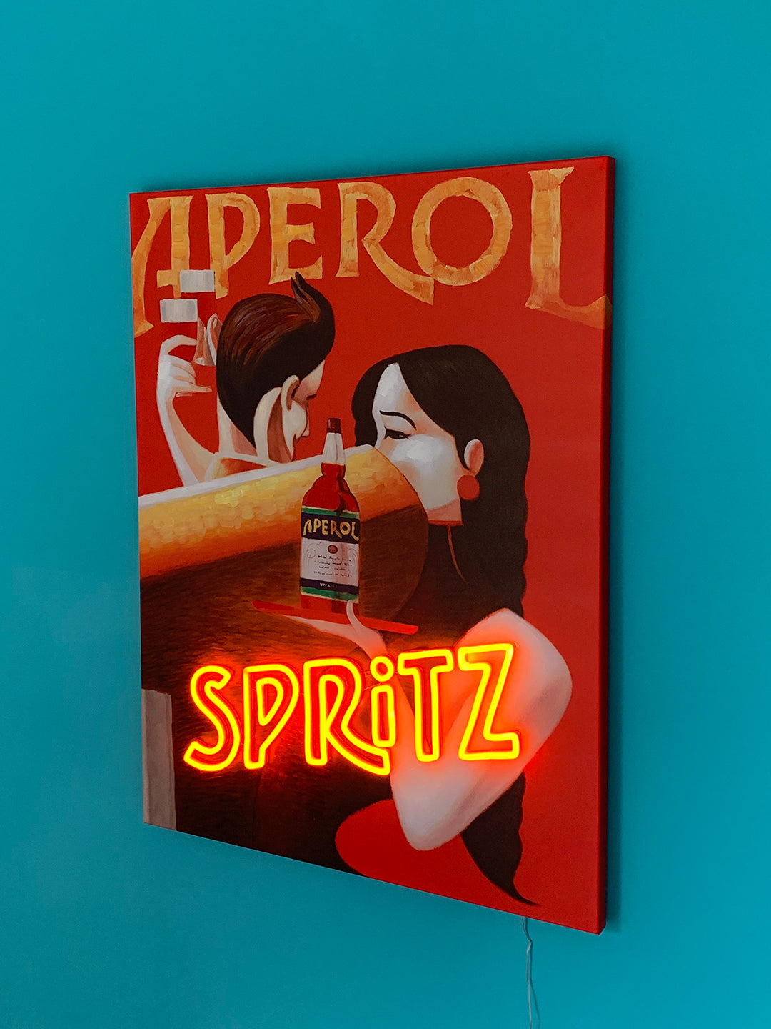 'Spritz' Wall Artwork with LED Neon - STANDARD