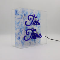 Tea Time" Glas-Neonschild - Blau