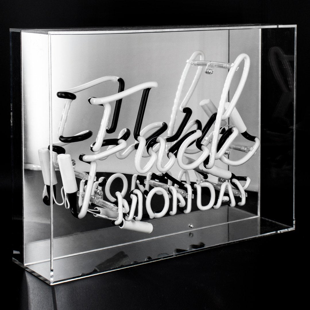 Blue 'Fuck Monday' Large Acrylic Box Neon - Locomocean
