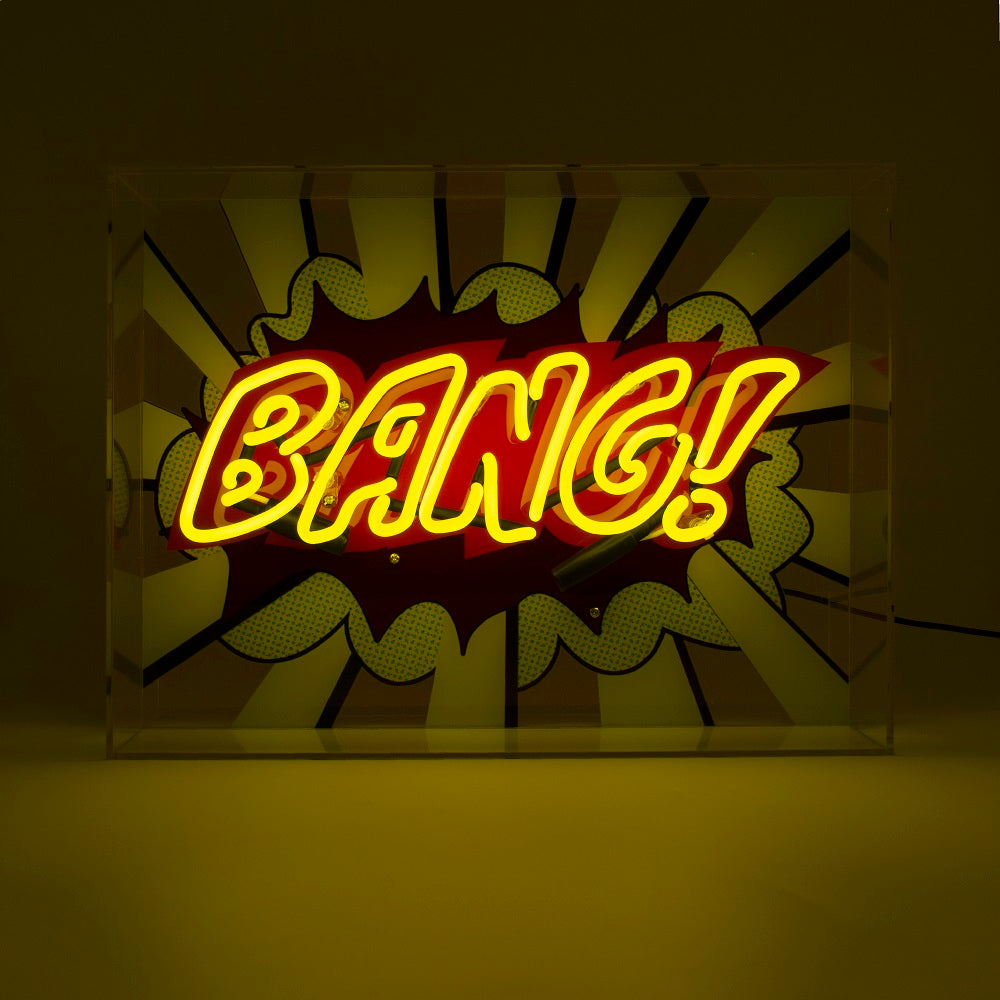 Grand panneau néon en verre 'Bang !