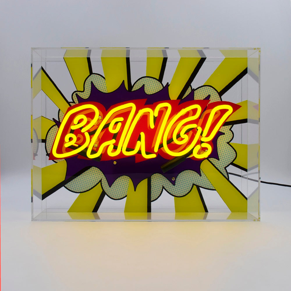 Grand panneau néon en verre 'Bang !