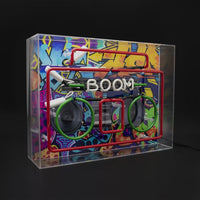 'Boom Box' Large Acrylic Box Neon Light with Graphic - Locomocean