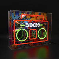 'Boom Box' Large Acrylic Box Neon Light with Graphic - Locomocean