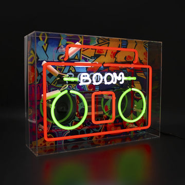 'Boom Box' Large Acrylic Box Neon Light with Graphic - Locomocean