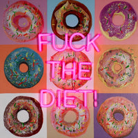 Oeuvre d'art murale 'F the Diet' avec néon LED (R rated) - PETIT