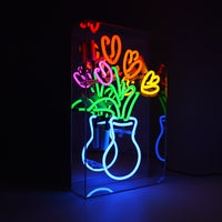'Vase of Tulips' Glass Neon Sign