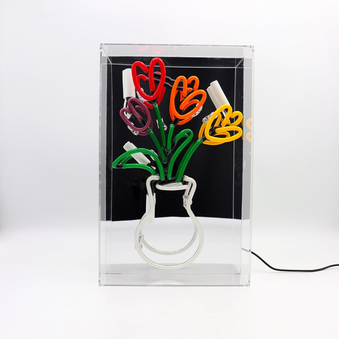 'Vase of Tulips' Glass Neon Sign