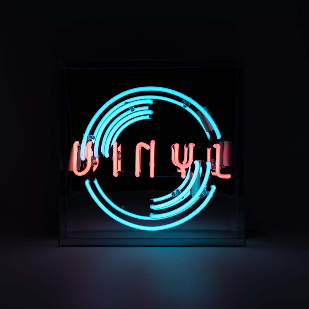 Enseigne néon en verre 'Vinyl'