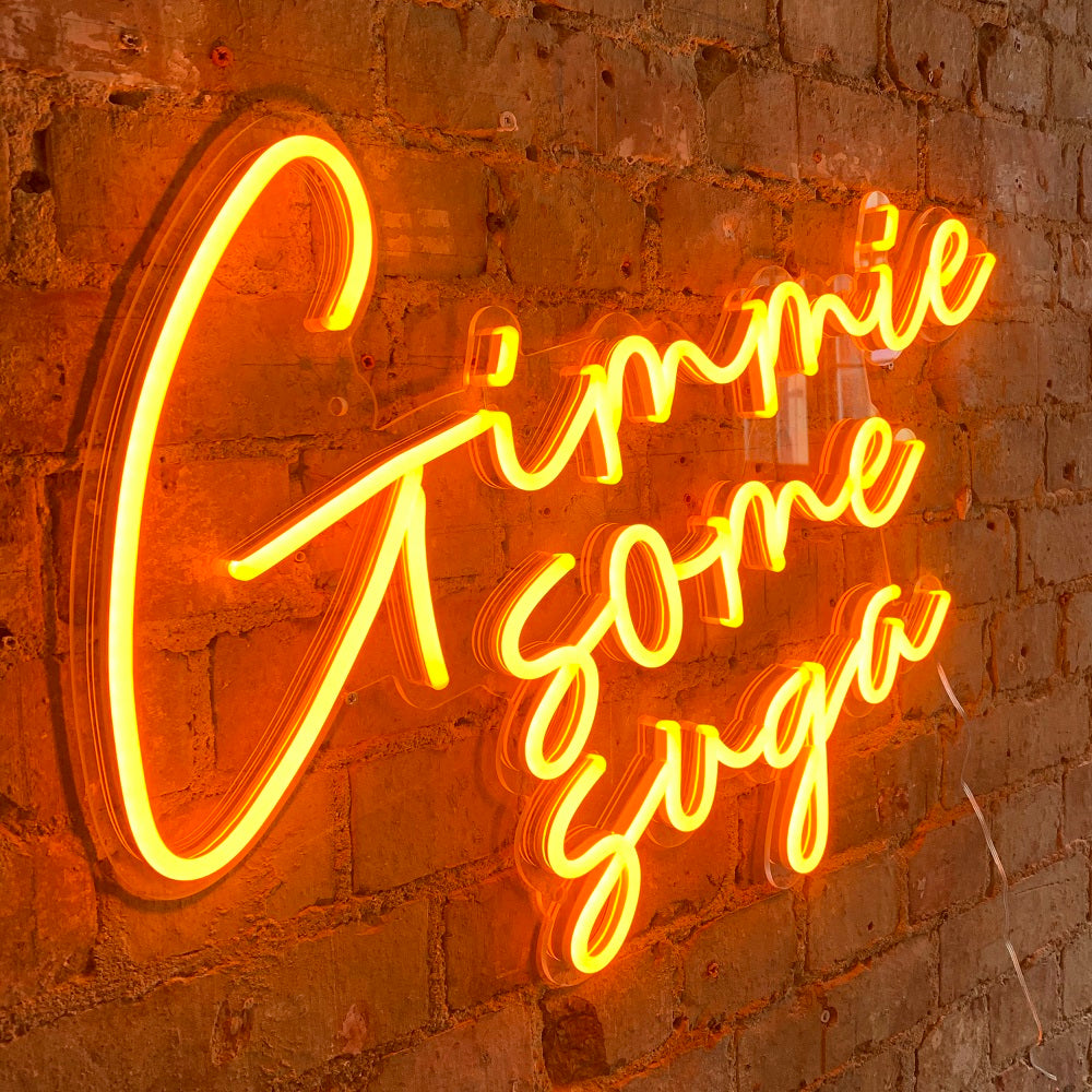 Cartello da parete a LED al neon arancione 'Gimme Some Suga'