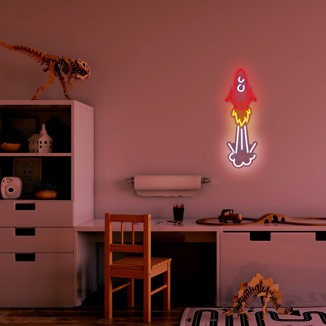 Insegna a LED al neon 'Space Rocket' montabile a parete