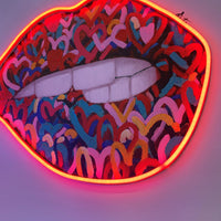 Wandmalerei (LED Neon) - Mund