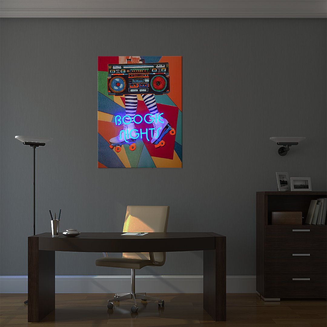 'Boogie Nights' Wall Artwork with LED Neon - STANDARD