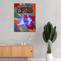 Tableau d'art mural 'Boogie Nights' avec néon LED - PETIT